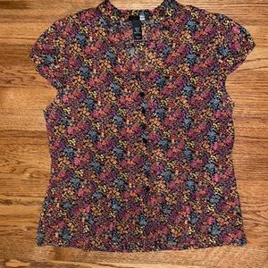 Black floral print shirt